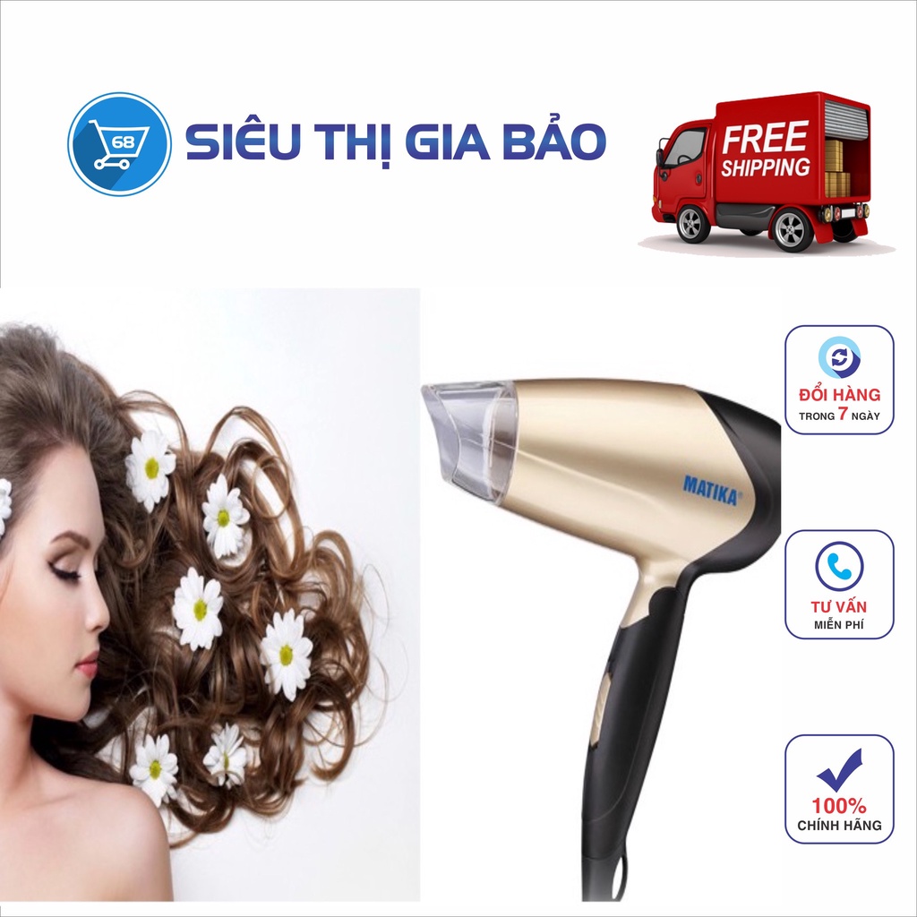 Máy Sấy Tóc MATIKA 1200W MTK-3313 chính hãng Matika màu vàng-đen