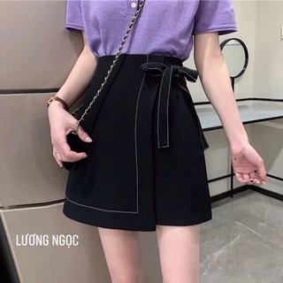 Chân váy chữ A trên gối thắt nơ trần chỉ