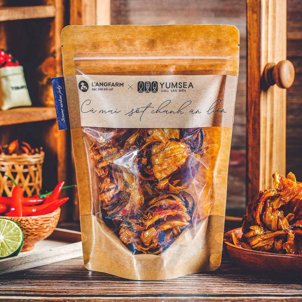 Cá mai sốt chanh ăn liền Yumsea, 100g, bịch, mẫu kraft 1 mặt trong