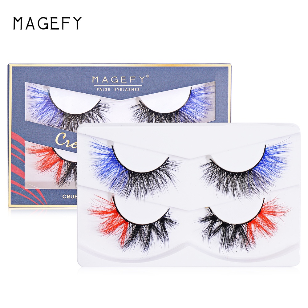 [Hàng mới về] Set 2 cặp lông mi giả màu sắc đa dạng thời trang tiện dụng