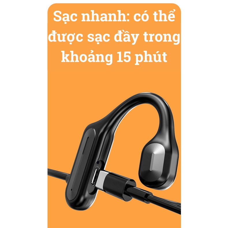 Tai nghe bluetooth không dây truyền âm thanh qua xương, tai nghe không dây cho thể thao chạy bộ xe đạp
