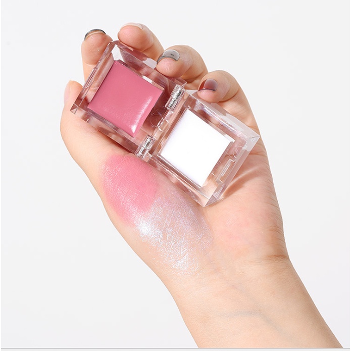 Hộp phấn má hồng / bắt sáng hai màu sắc tự nhiên lâu trôi cao cấp