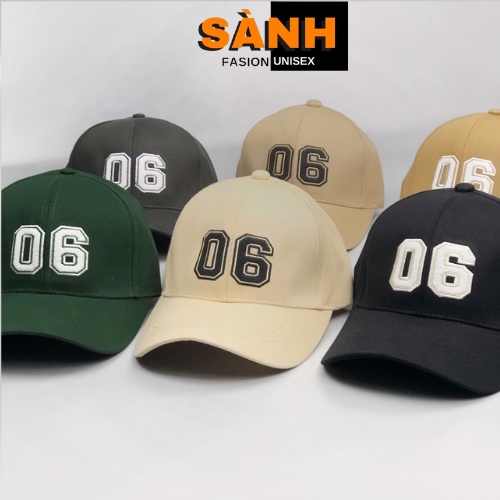 Mũ lưỡi trai thêu hình chữ 06 Nón kết chất kaki cao cấp thời trang form unisex nam nữ K59