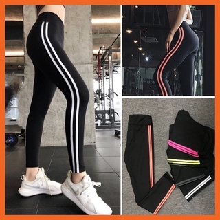 Quần Tập Gym Nữ Kẻ Sọc Nhiều Màu, Quần Thể Thao Nữ Cạp Cao Tôn Dáng Nâng Mông