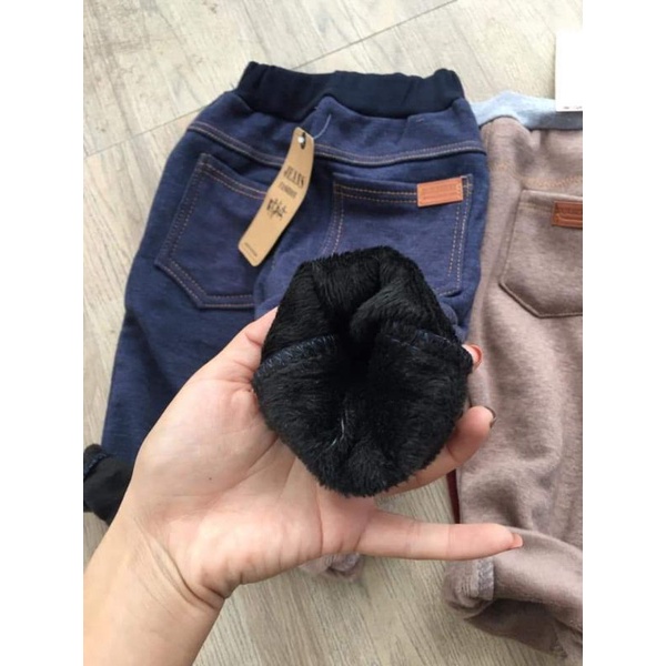 Quần jean nỉ lót lông dày cộc cho bé 7_10kg