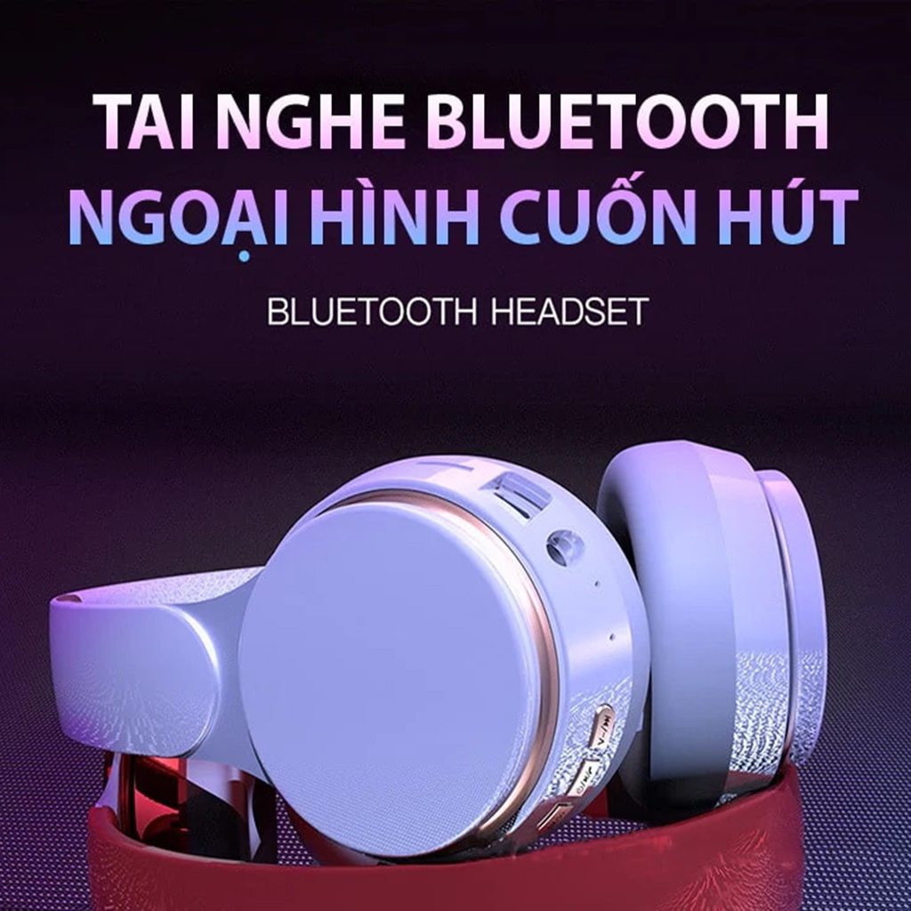 Tai Nghe Chụp Tai Không Dây Smart Headphone T7 Tai Nghe Bluetooth Máy Tính Có Mic Chơi Game Có Thẻ Nhớ Âm Bass Cực Chất
