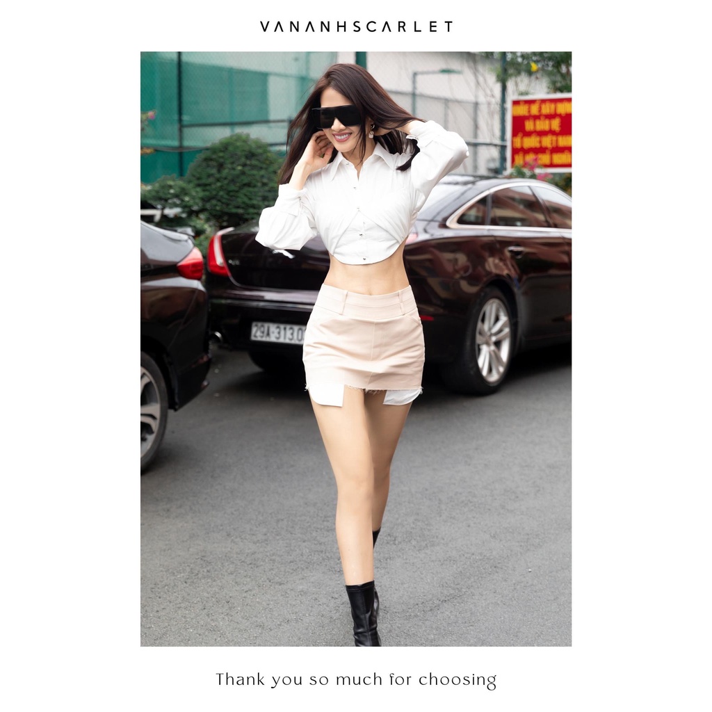 Áo sơ mi nữ VANANHSCARLET kèm chân váy chữ A