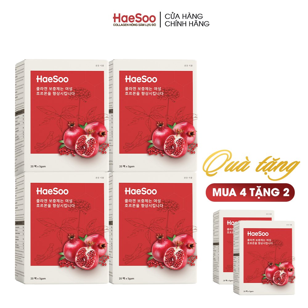 Collagen Hồng Sâm Lựu Đỏ Trẻ Hóa Da - Haesoo Chính Hãng Mua 4 tặng 2