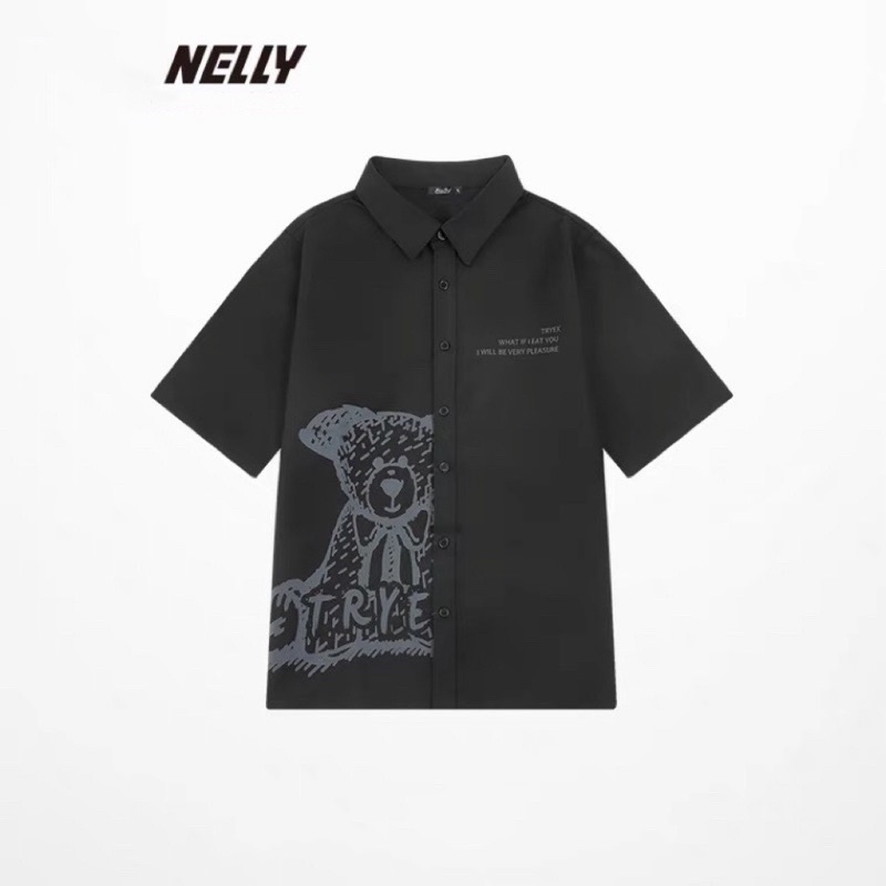 Áo sơ mi tay ngắn 126535 nelly heybig form rộng dành cho nam và nữ TRYEX 11.8