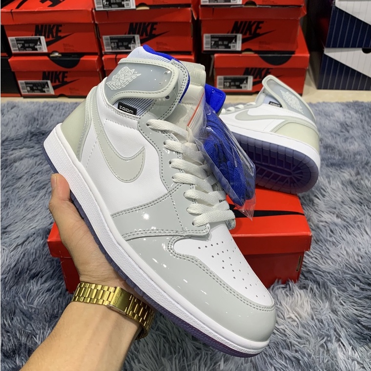 Giày Sneaker Nam Nữ Jordan 1 Cổ Cao Zoom Bóng High Da Nhăn Hàng Cao Cấp Fullbox