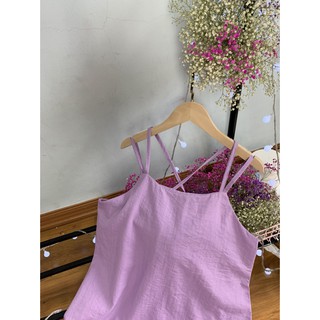 Váy 2 dây đan chéo sau lưng chất đũi 3 màu