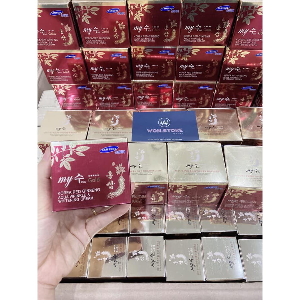 Kem Dưỡng Da Hồng Sâm My Gold Korea red ginseng aqua wrinkle & whitening cream [Chính Hãng] [có sẵn]