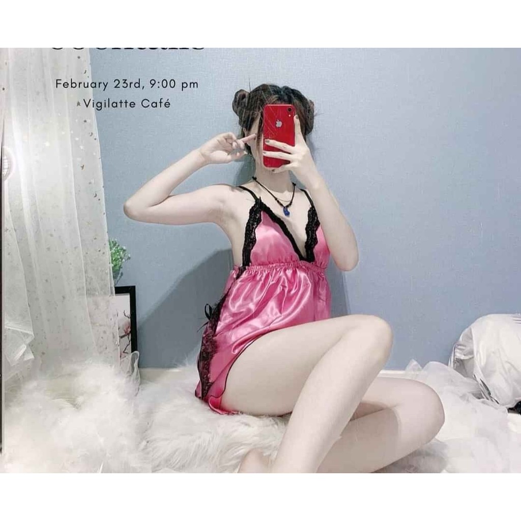 [KÈM ẢNH VIDEO THẬT] [Freesize 38-55kg] Đồ ngủ sexy nữ💫 Đồ ngủ hai dây phối ren chất lụa phi hai dây chất mịn quyến rũ | BigBuy360 - bigbuy360.vn