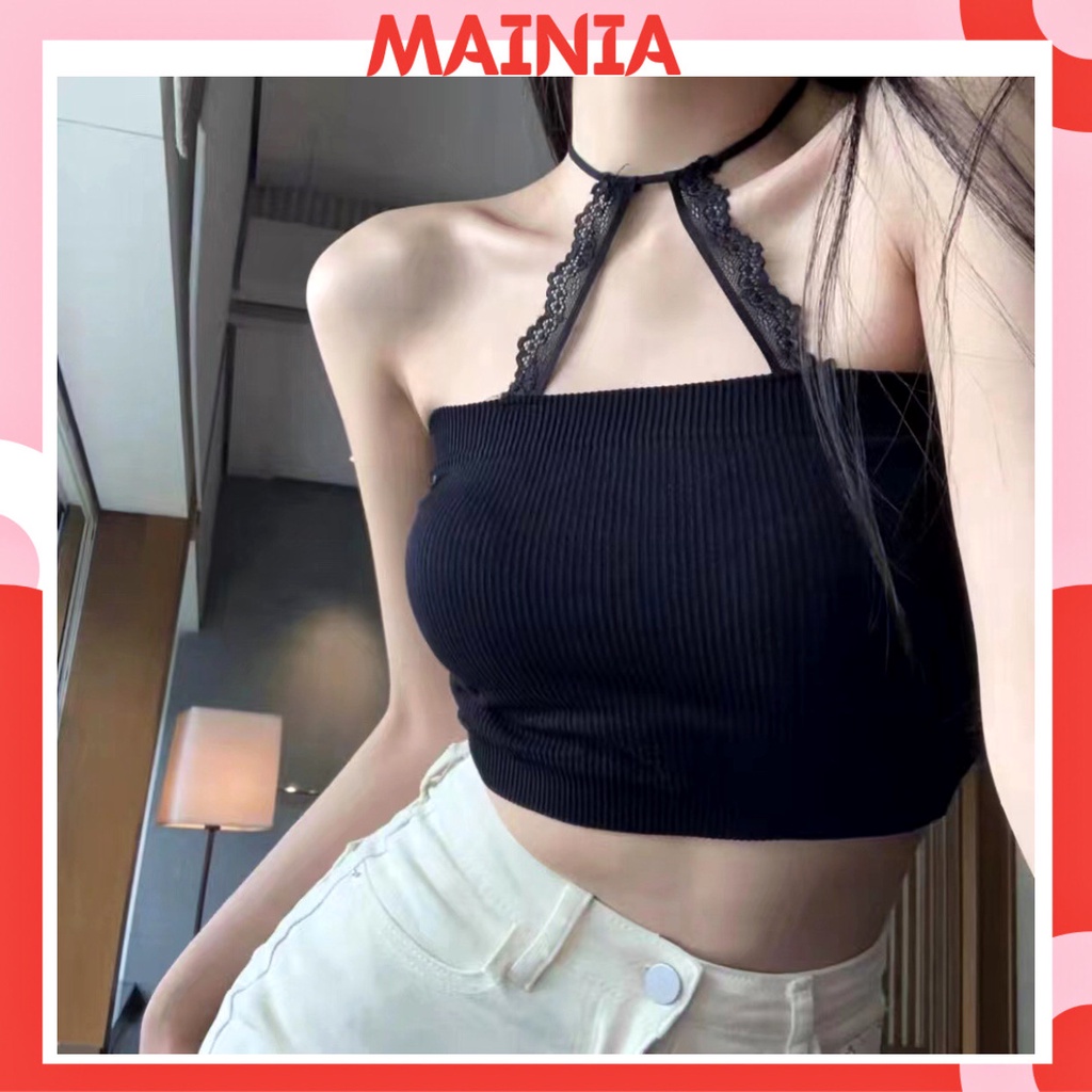 [Bao Đẹp Dày Dặn] Áo Bra Quây Cotton Gân Tăm Siêu Xinh Cột Dây Cổ Áo Croptop Thời Trang Mainia Shop