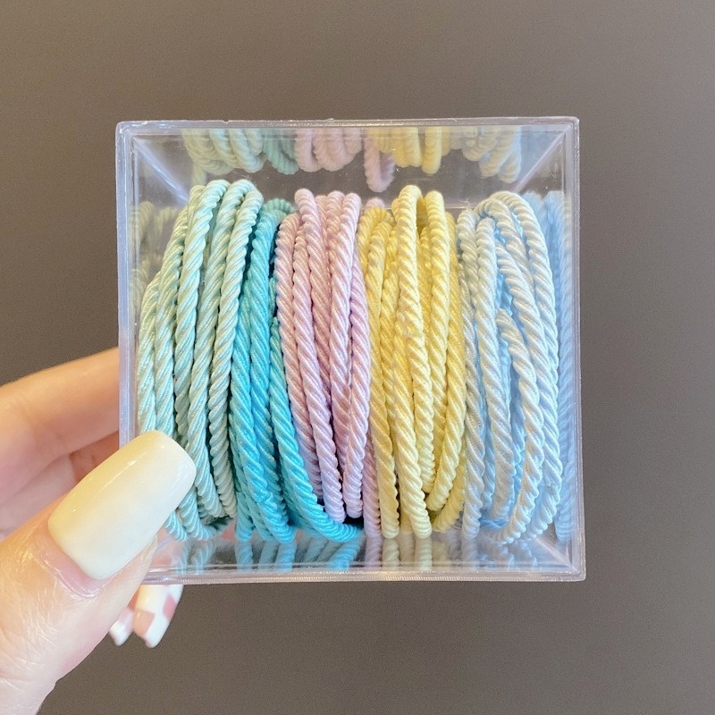 Hộp 50 Dây Buộc Tóc Cao Su Phong Cách Hàn Quốc Dễ Thương Siêu Bền