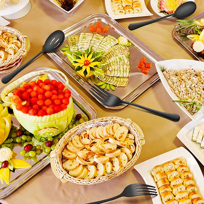 Bộ Muỗng Nĩa Bằng Thép Không Gỉ Màu Đen