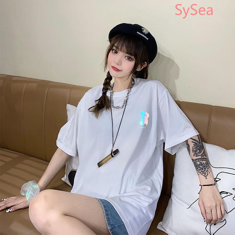 Áo Thun Cotton Tay Ngắn Dáng Rộng In Hình Gấu Phản Quang Độc Đáo Hợp Thời Trang