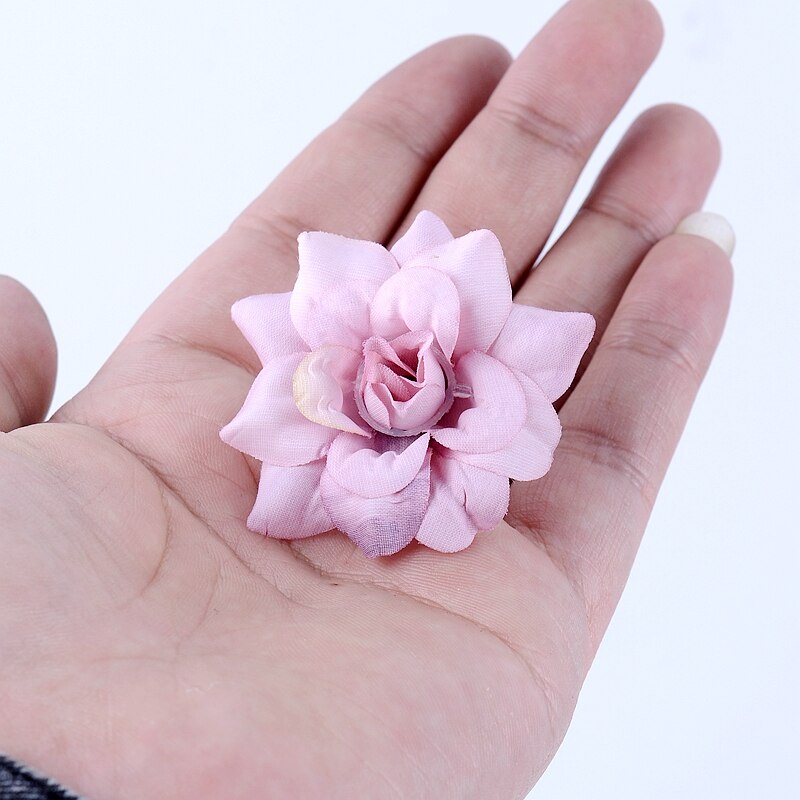 10 Bông Hoa Hồng Giả Mini 4.5cm Trang Trí Đa Năng