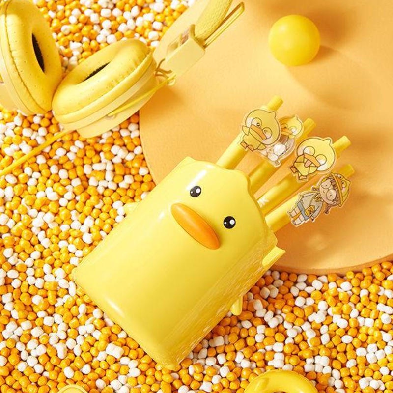 ⭐ iLado ⭐ Hộp bút trong suốt Phim hoạt hình con vịt nhỏ màu vàng Ống đựng bút thùng đựng hàng hộp văn phòng phẩm hộp đựng bút trong s hộp bút trong kệ văn phòng phẩm để bàn kệ đựng văn phòng phẩm hộp nhựa đựng