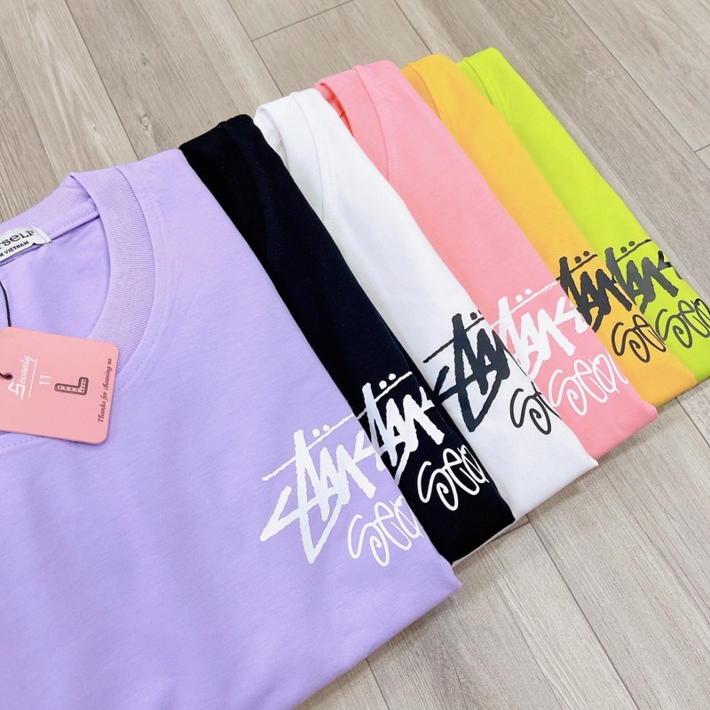 Áo Thun PHÔNG NAM NỮ UNISEX in Decal CHỮ GÓC STUSS-Y - Hình chụp thật