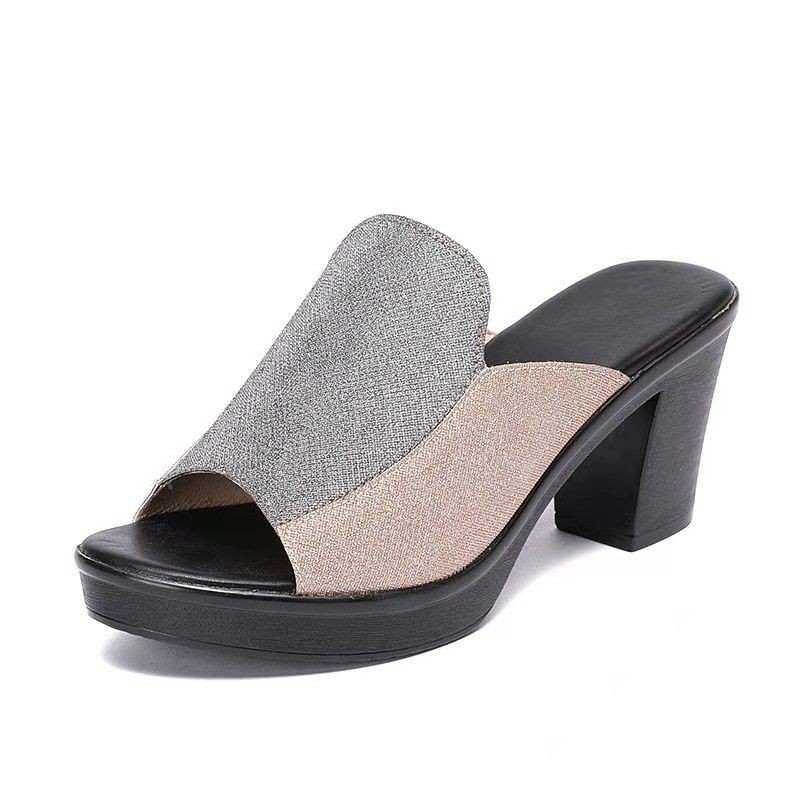 Dép sandal cao gót hở ngón có size lớn thời trang mùa hè cho nữ 4142