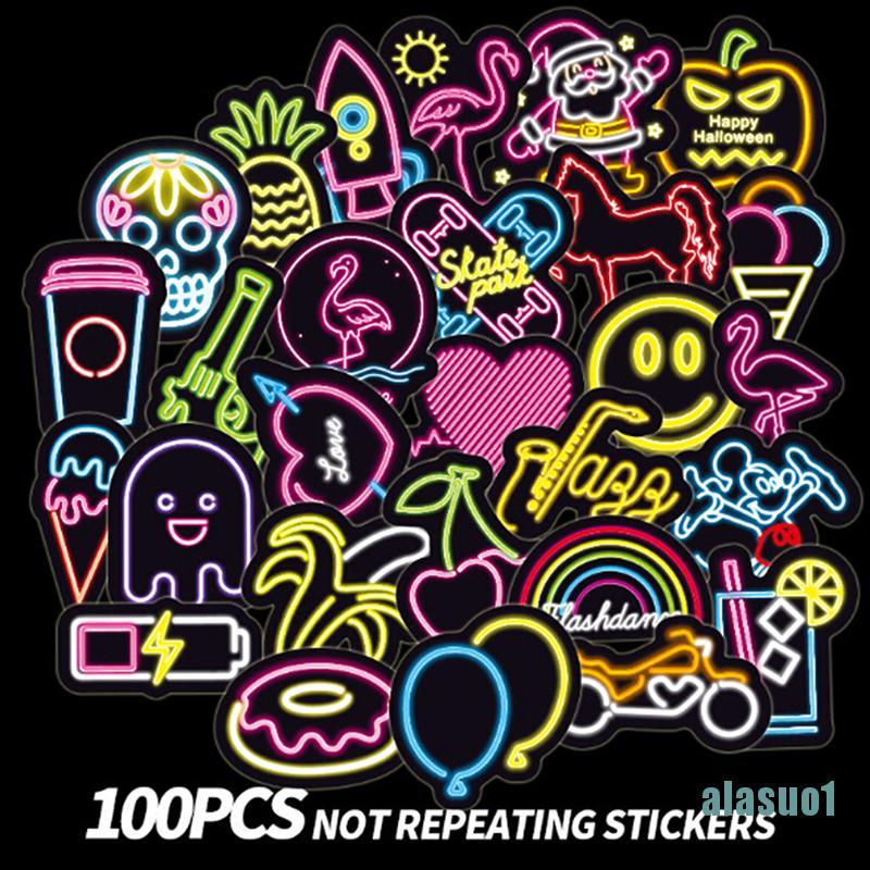 Bộ 100 Miếng Dán Đèn Neon Siêu Dễ Thương