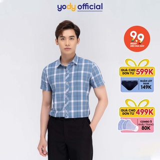 Áo sơ mi Nam YODY kẻ caro kiểu dáng slim trẻ trung năng động SCM3045