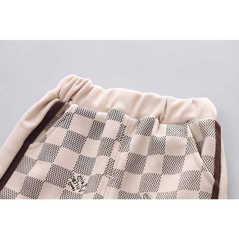 Bộ Áo Sơ Mi Tay Dài + Quần Dài Họa Tiết Sọc Caro Phong Cách Hàn Quốc Thời Trang Cho Bé Kích Thước 80-120cm