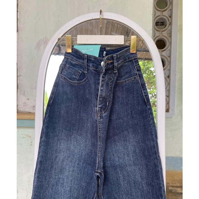 Jeans dài lưng cao co giãn rách 1bên L