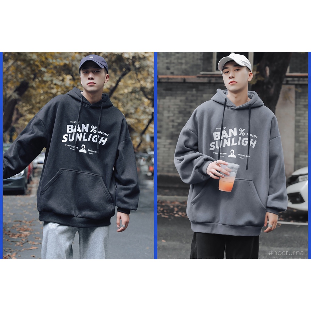 Áo Hoodie Sunligh Nocturnal Nam Nữ Cặp Đôi Unisex Phong Cách Dạo Phố Sài Gòn Ulzzang 2021 Màu Đen & Xám