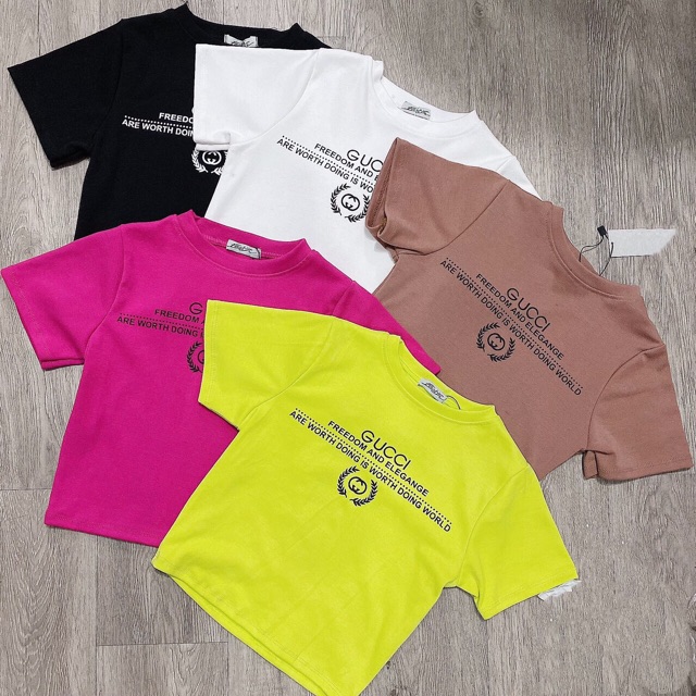 Free Ship-Áo Thun Nữ croptop in chữ chất Thun loại 1 (Kèm hình thật+video)
