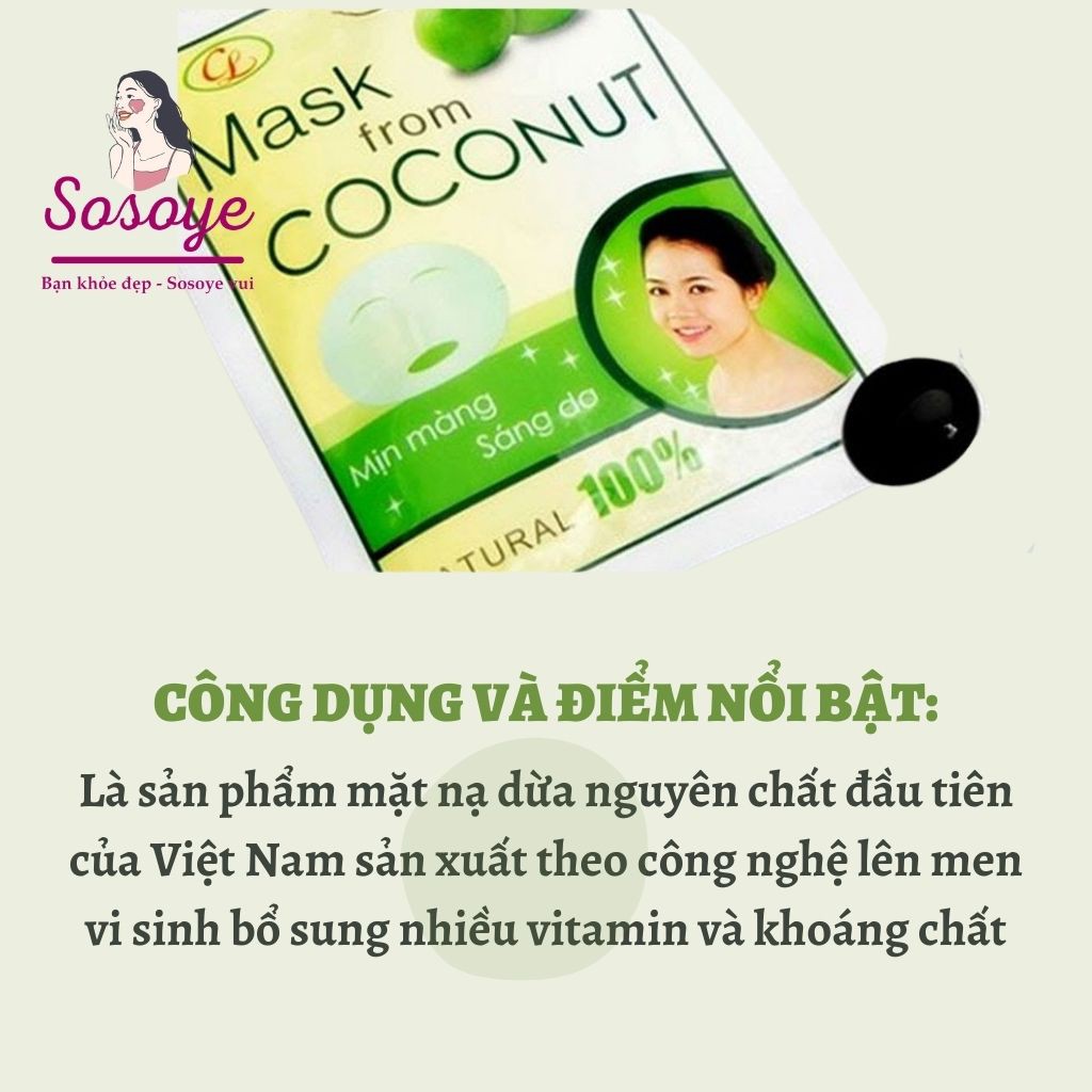 Mặt Nạ Dừa Nguyên Chất Dưỡng Sáng Da Cửu Long Mask From Coconut Smooth And Whitening