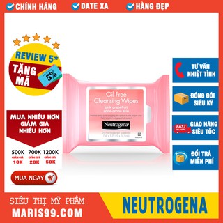 Khăn Ướt Tẩy Trang NEUTROGENA Oil-free Cleansing  Wipes Pink Grapefruit Acne Prone Skin _Xchoice