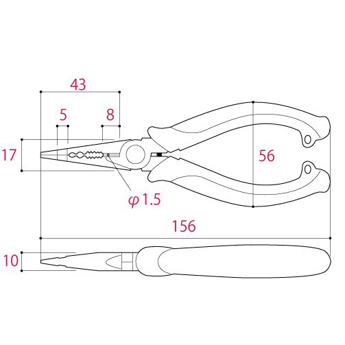 Kềm nhọn mũi dài 2 lưỡi cắt King TTC chính hãng của Nhật PW-212DG