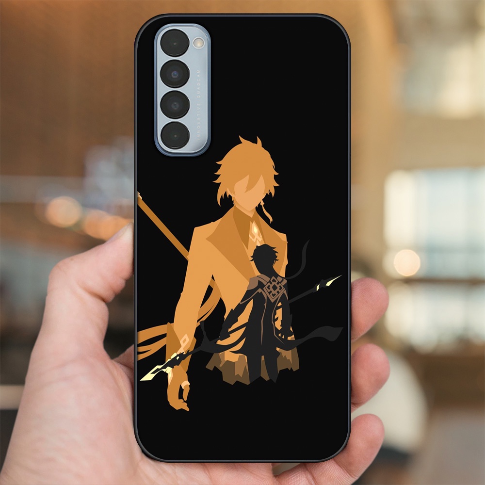 Ốp lưng Oppo Reno 4 Pro viền đen in hình Zhongli Genshin Impact