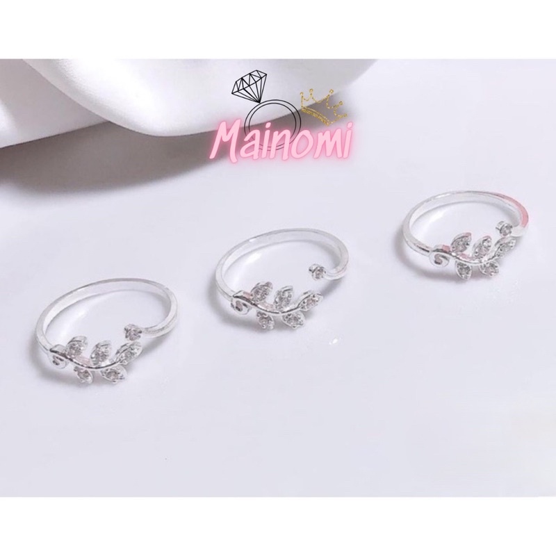Nhẫn chiếc lá bạc ta siêu dễ thương, freesize nhẹ nhàng tinh tế Mainomi Shop Bạc Xinh