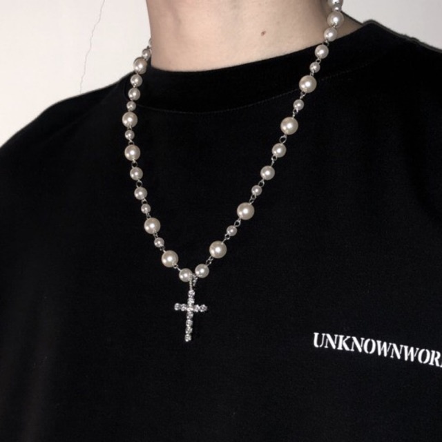 Dây Chuyền Hạt Ngọc Mặt Chữ Thập Thánh Giá Đính Đá Phong Cách Nhật Bản và Hàn Quốc xu hướng 2021