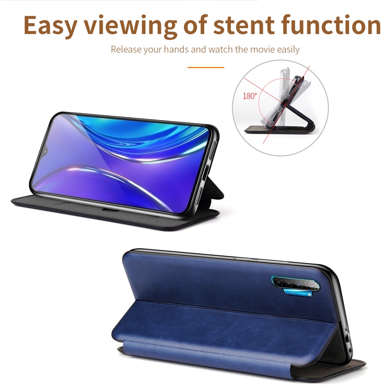 Bao Da PU Điện Thoại Nắp Lật Nam Châm Kiêm Ví Có Thể Làm Giá Đỡ Sang Trọng Cho Realme 6 7 X7 Pro 7 5G
