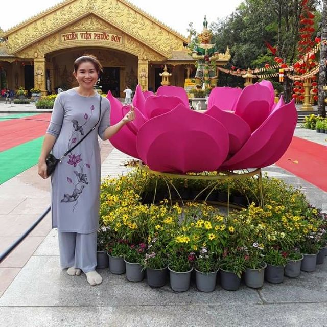 Áo dài lam đi chùa .áo dài cách tân .
