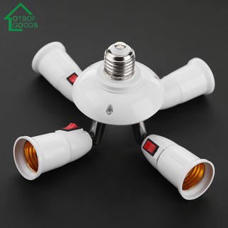 3/4 Heads E27 Splitter Lamp Base LED Light Holder Adapter Socket