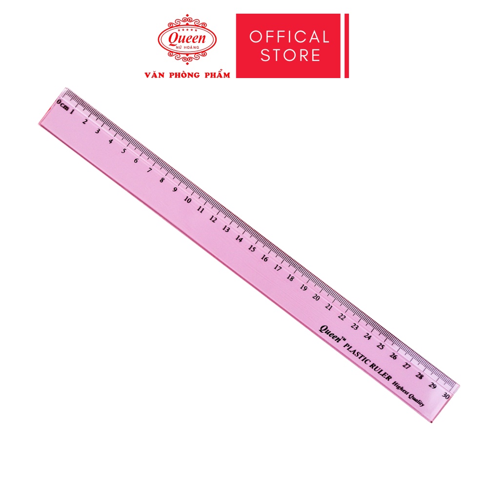 Thước nhựa 30cm - Màu Trắng Trong/Xanh/Xanh Lá/Hồng - Queen