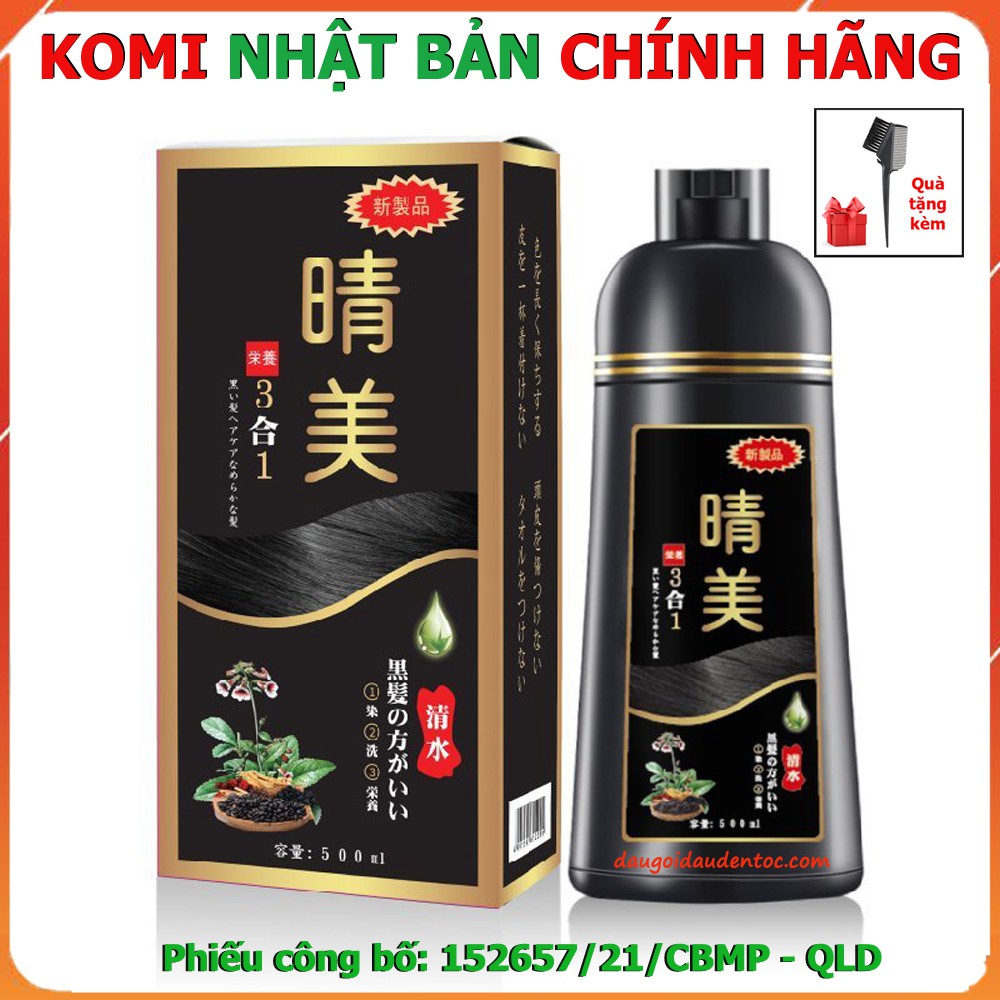 Dầu gội đen tóc Komi Nhật Bản chính hãng (Tặng lược nhuộm tóc 2 đầu)