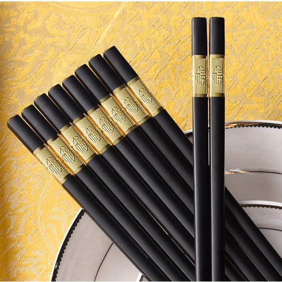 SET 10 Đôi Đũa Hợp Kim Mạ Vàng