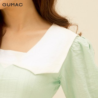 Đầm nữ phối lá cổ trắng DA10125 GUMAC