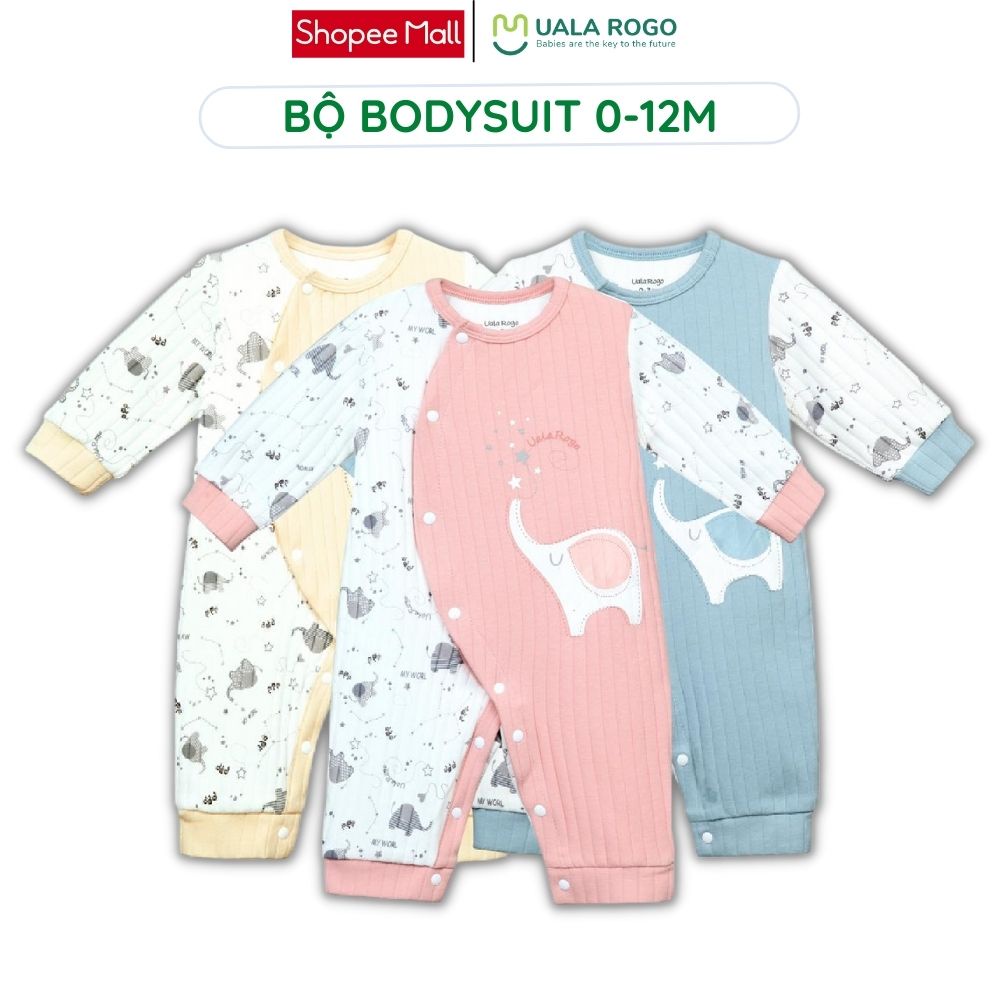 Bodysuit cho bé Uala rogo 0-12 tháng Cotton cúc chéo gọn gàng thoải mái dễ thay bỉm Ur3903