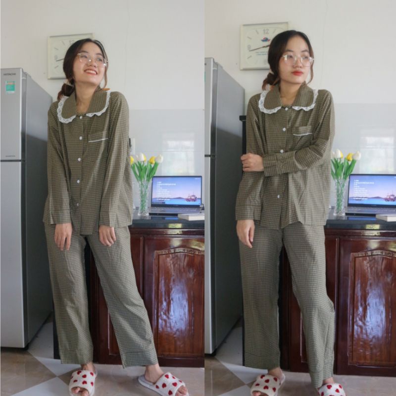 Bộ ngủ / mặc nhà pijama caro dài ulzzang order