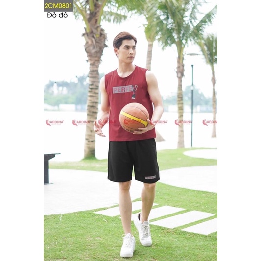 Đồ Bộ Nam CARDINA Chất Cotton Cao Cấp Áo Sát Nách In Chữ Kiểu Dáng Thể Thao 2CM08