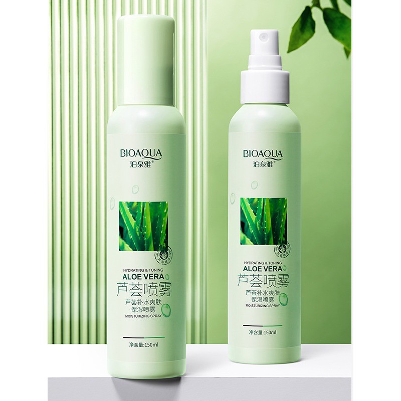 Xịt khoáng cấp ẩm dưỡng trắng ngừa mụn tinh chất trà xanh Rorec/ nha đam Bioaqua -XKA18-K03T2