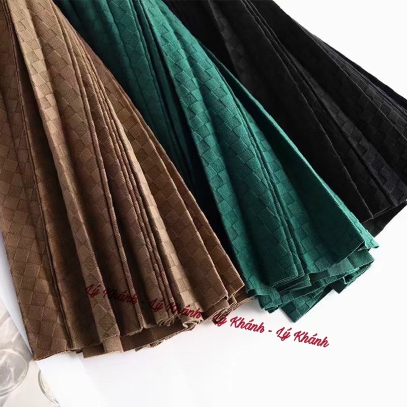 Chân váy nhung xếp ly kèm đai Quảng Châu loại 1