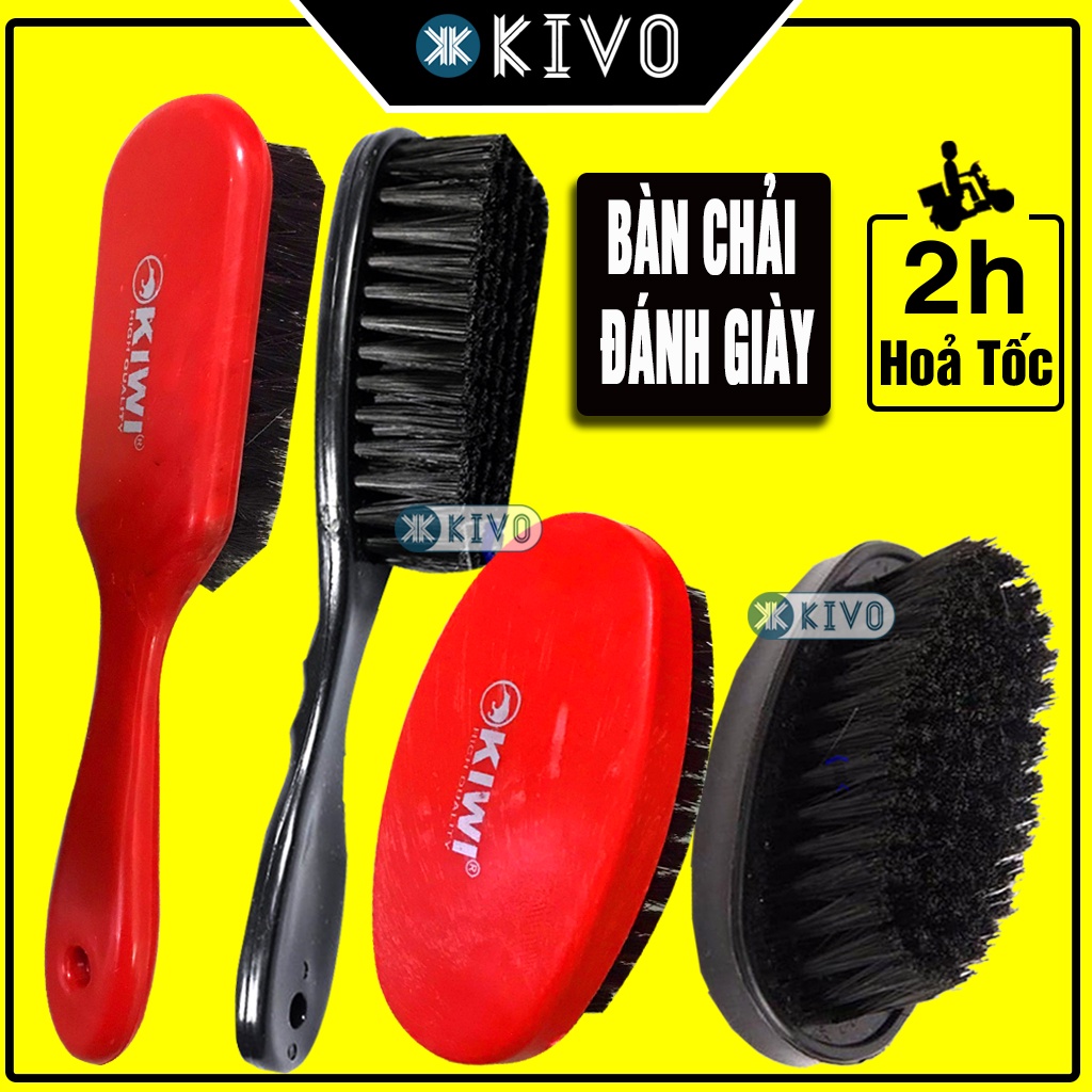 Bàn Chải Đánh Giày KIWI CÓ CÁN Lông Mềm Mại - Dụng Cụ Vệ Sinh Giày - Bộ Đánh Giày Kivo